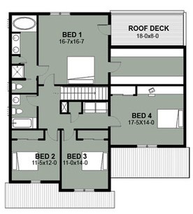 plano de la segunda planta de 4 habitaciones