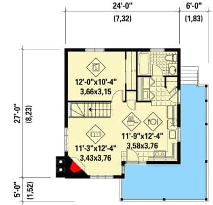 plano de casa simple de 56 metros cuadrados