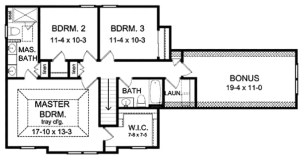 plano de la segunda planta con tres habitaciones