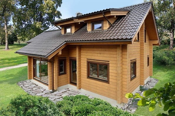 idea de casa de madera de dos pisos