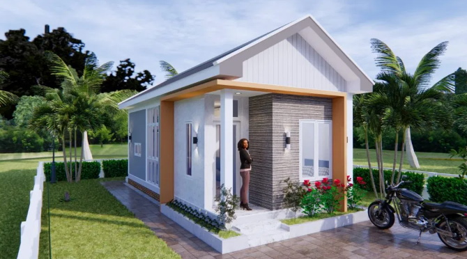 ▷ Plano de Casa de una Planta en 3D 36m2 | GRATIS