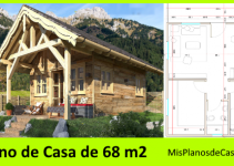 Plano de Casa de Madera de dos Pisos 68 m2