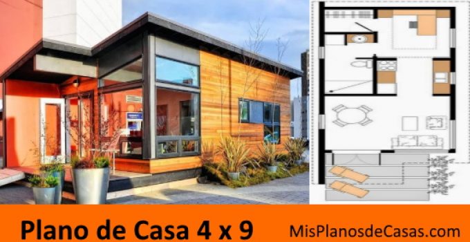 Plano de Casa Pequeña Moderna (bien distribuida) MiniCasa 37m2
