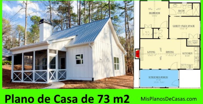 Plano de casa de Campo Moderna 73m2 GRATIS