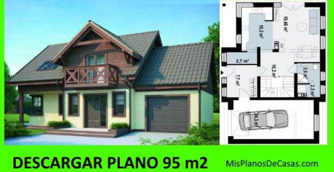 Plano Completo de Cabaña de dos Pisos + 3 Dormitorios 95m2