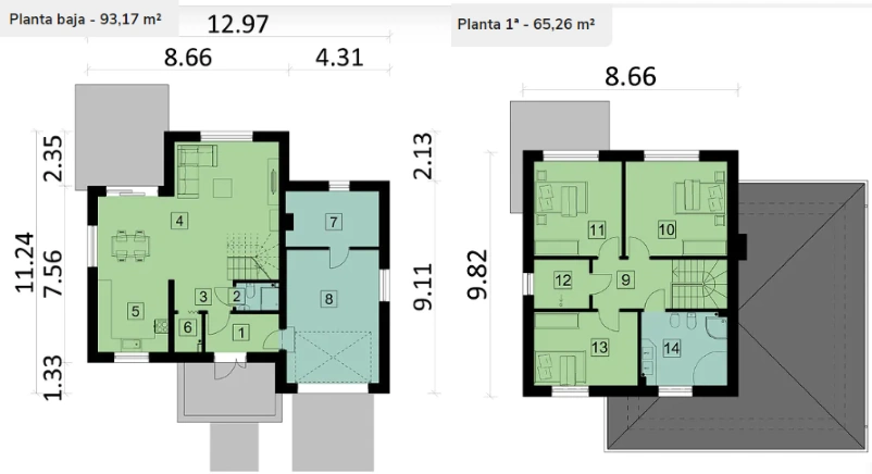 diseño plano de segundo piso con 3 dormitorios